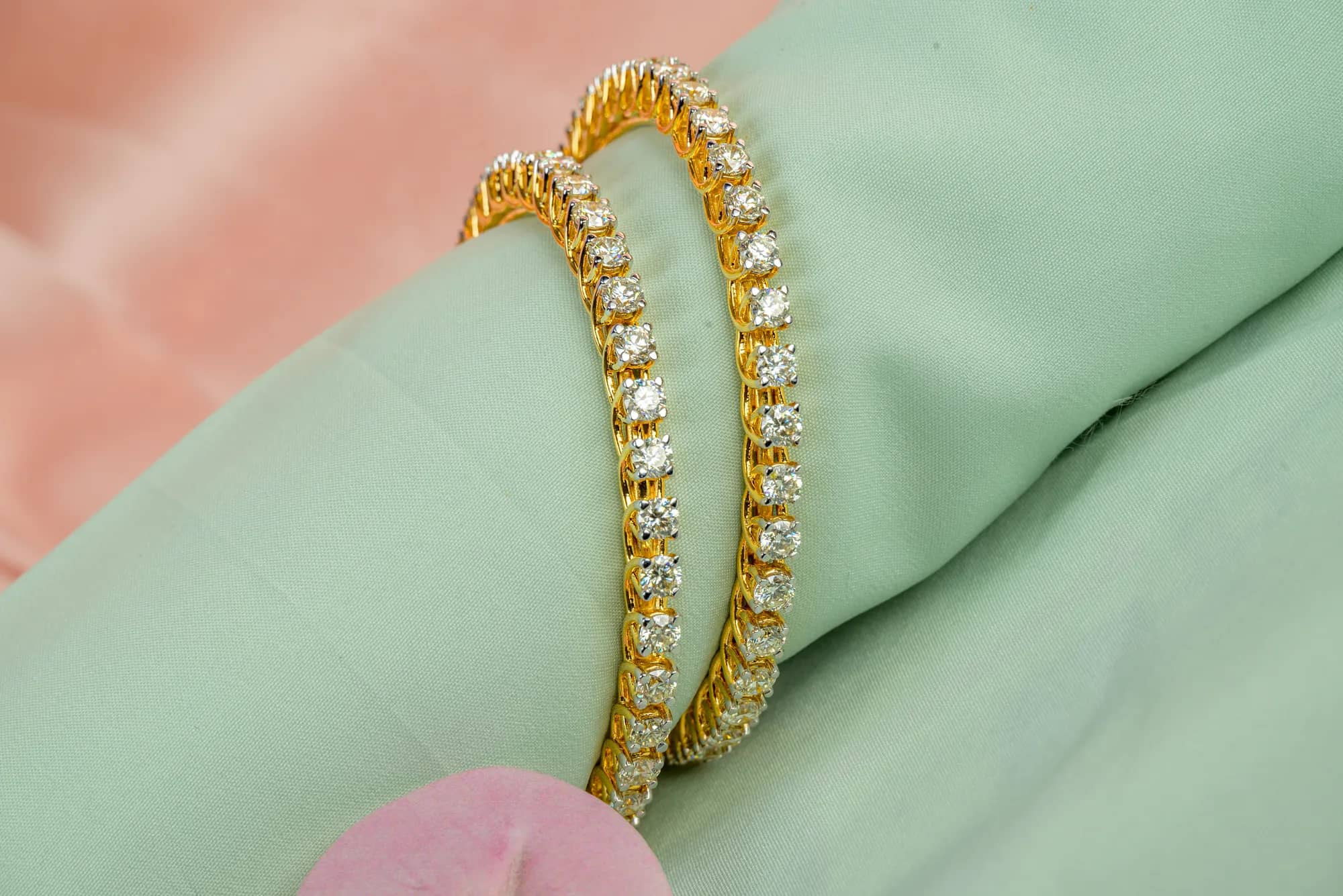 Pair of diamond line bangles — Diamond
