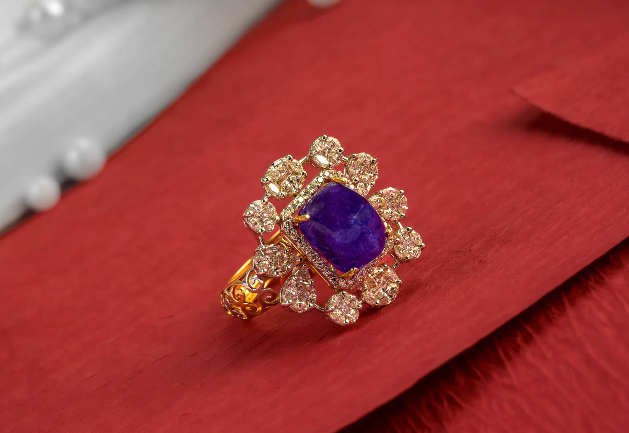 Amethyst and diamond cocktail ring — Diamond