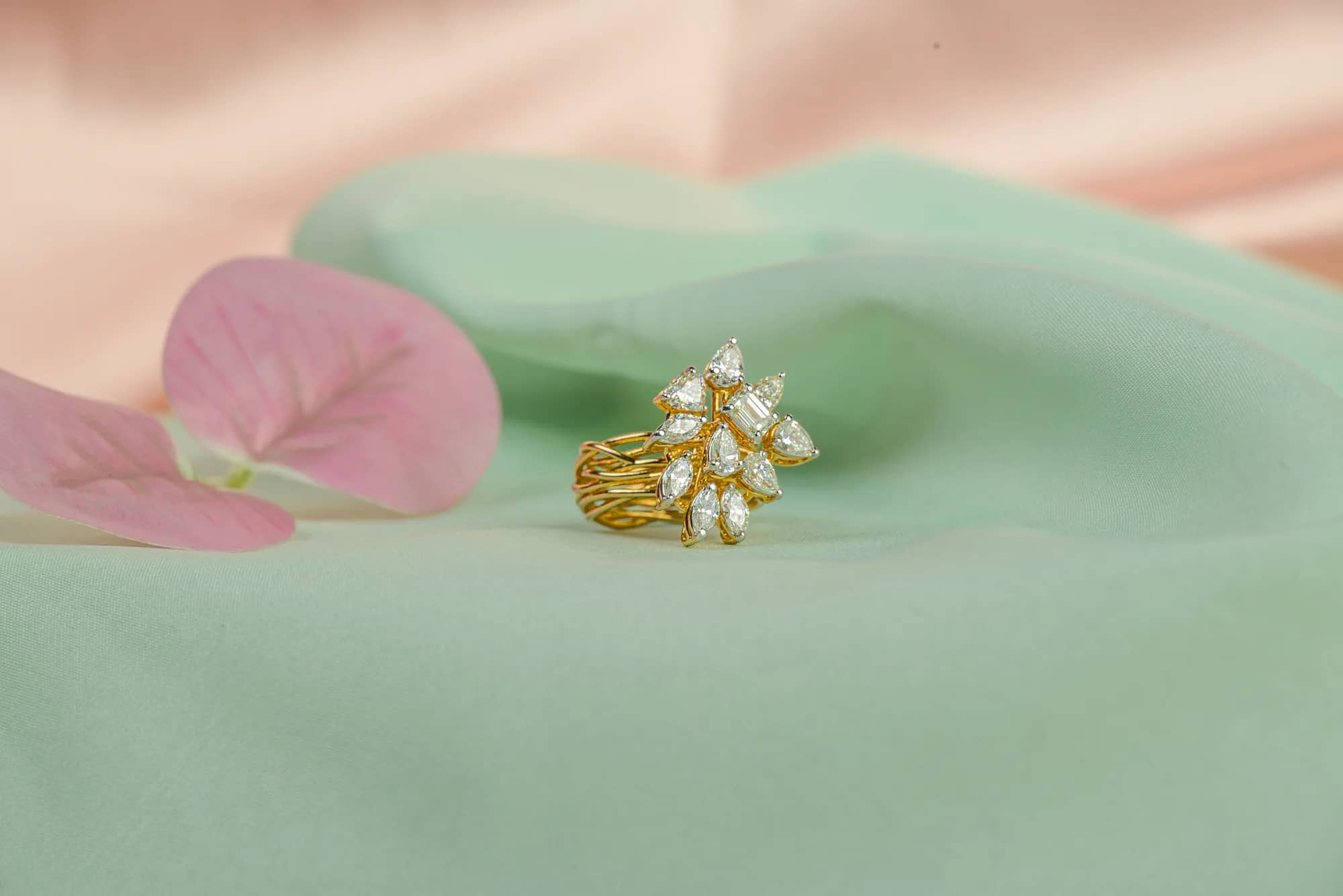 Diamond leaf-spray ring — Diamond