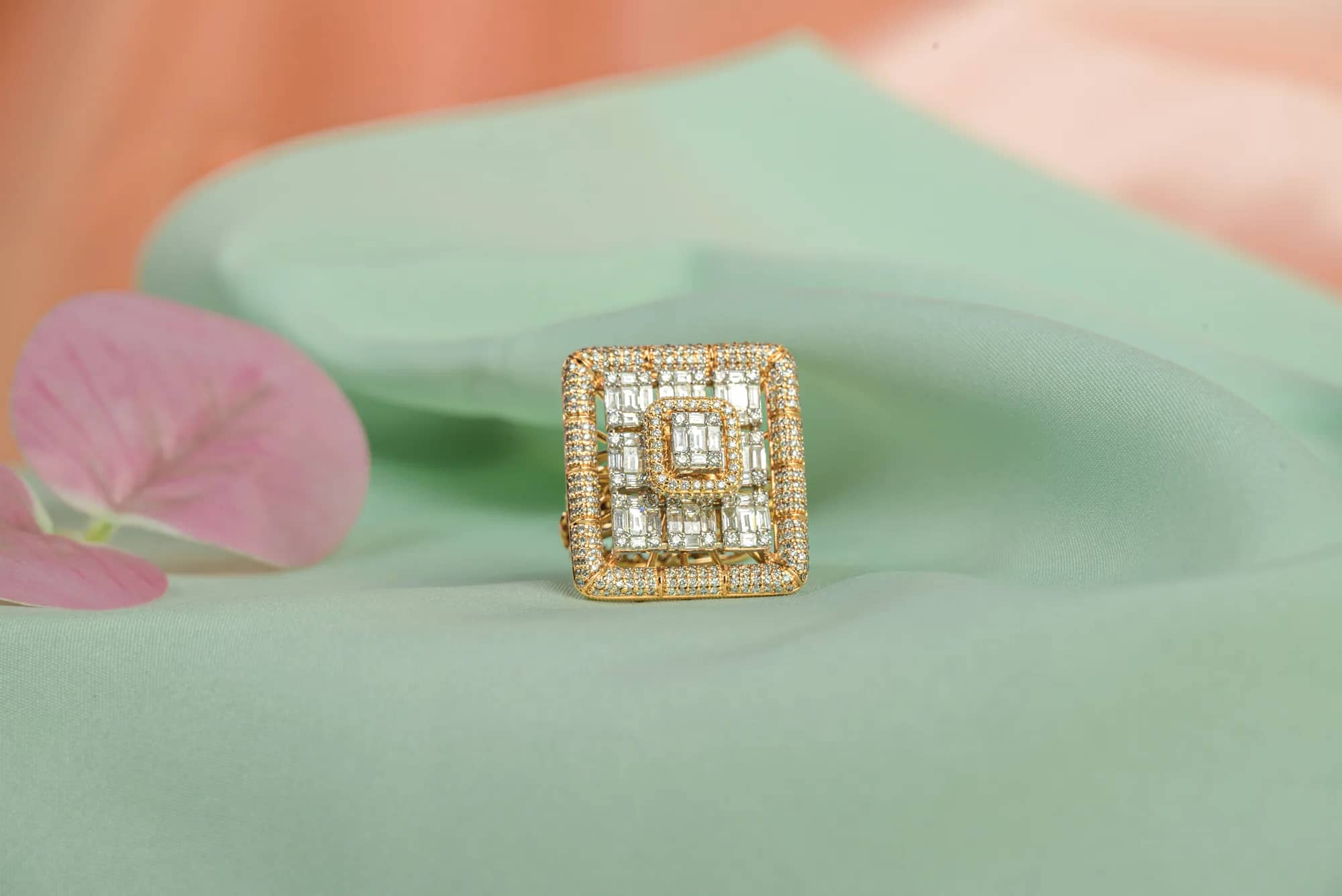 Square diamond cocktail ring — Diamond