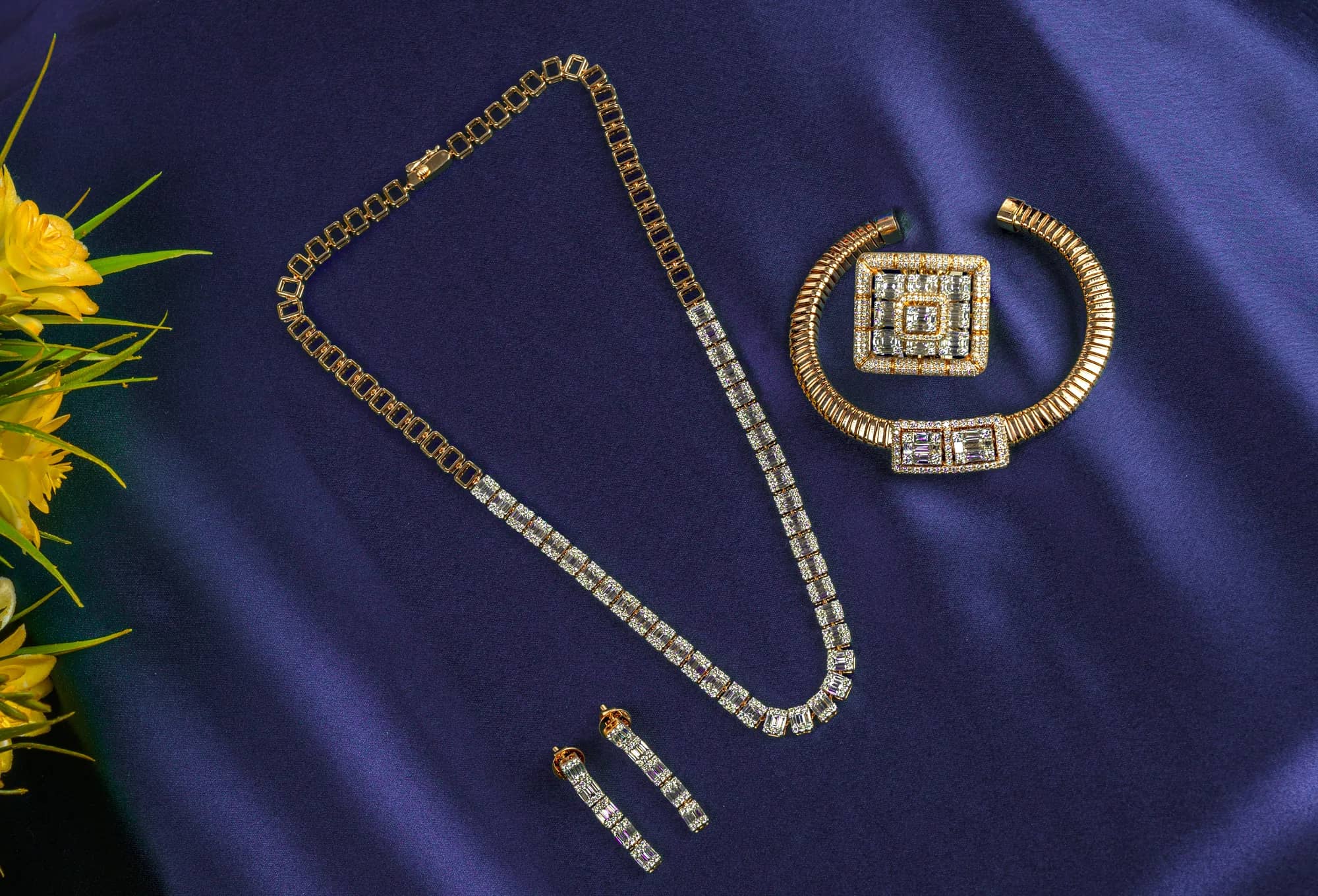 Rose-gold diamond chain set — Diamond