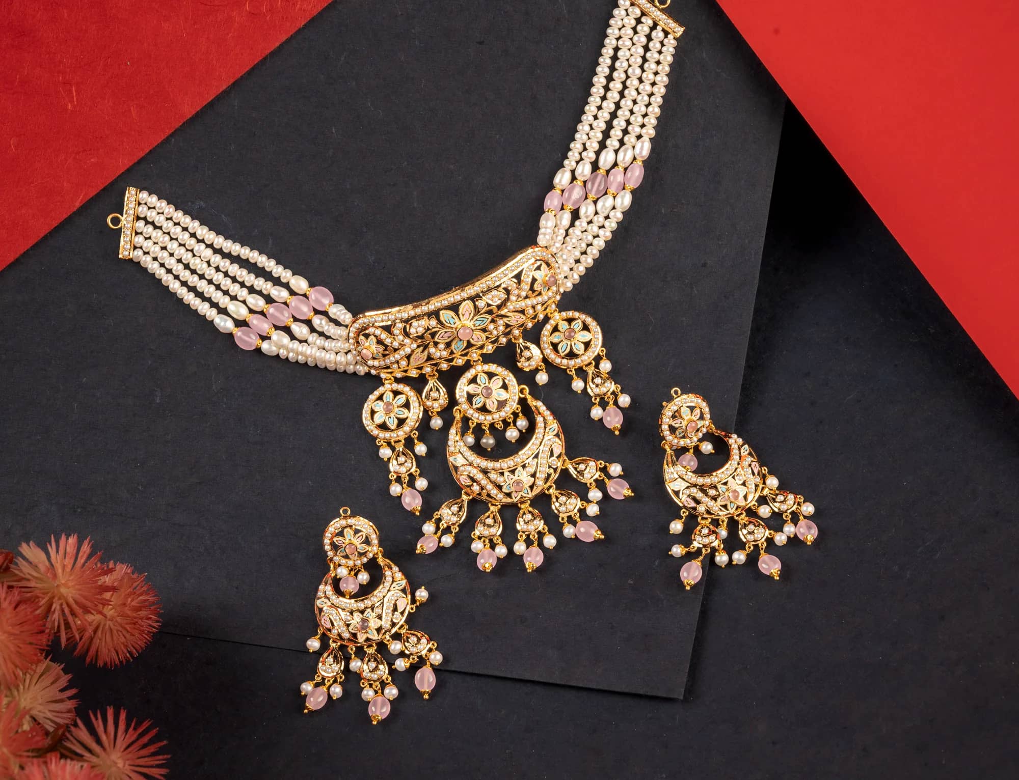 Pearl strands with chandbali pendant — Moti Sets