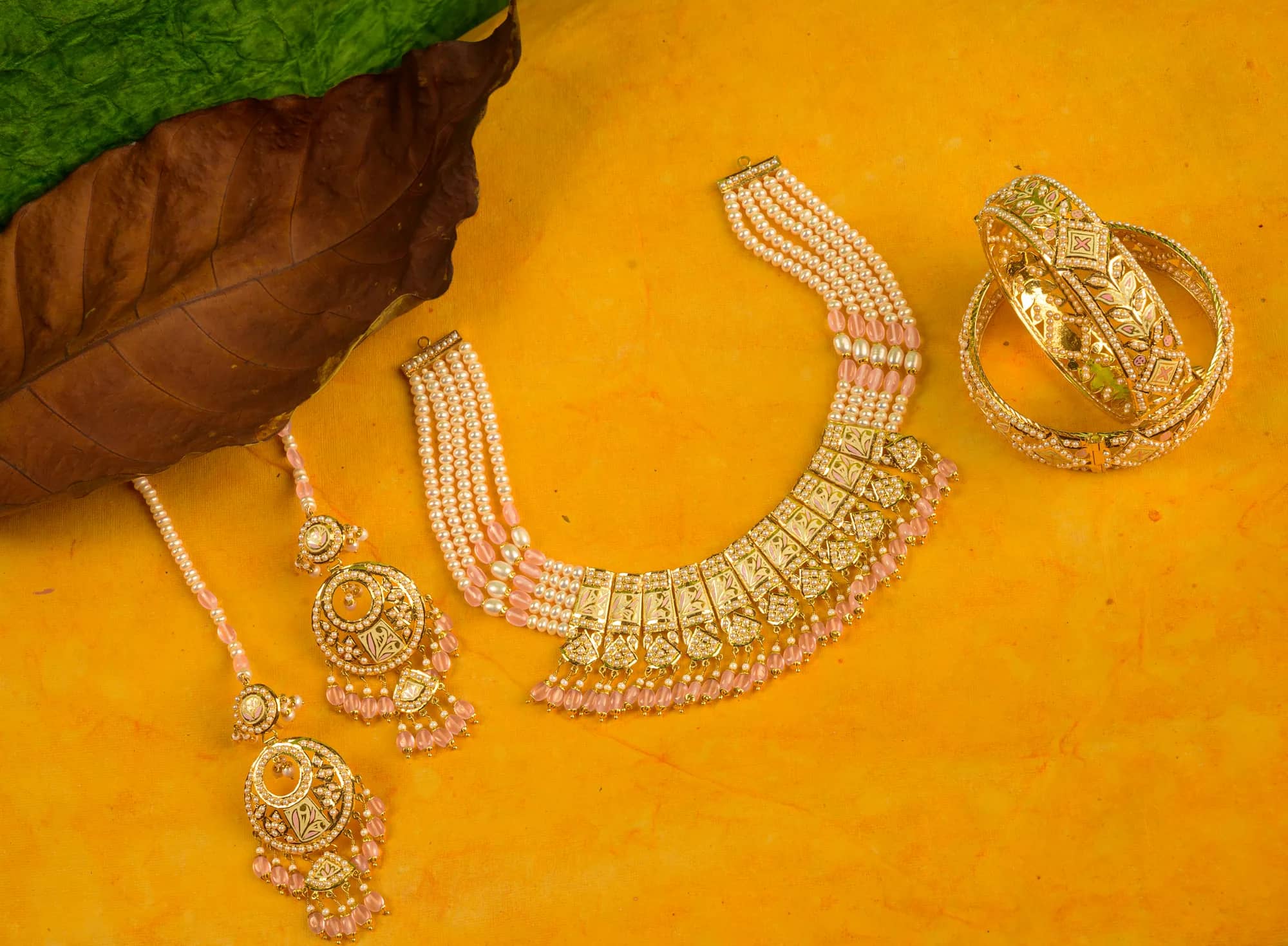Pearl-strand choker with jhumkas — Moti Sets