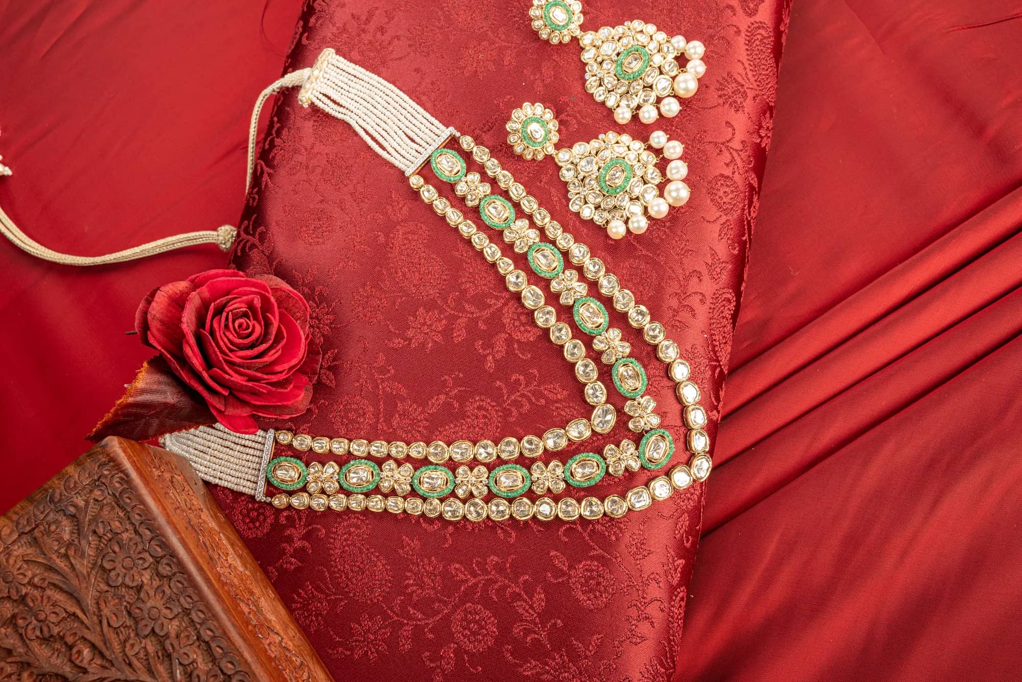 Pearl strands with open-polki drops — Inara collection