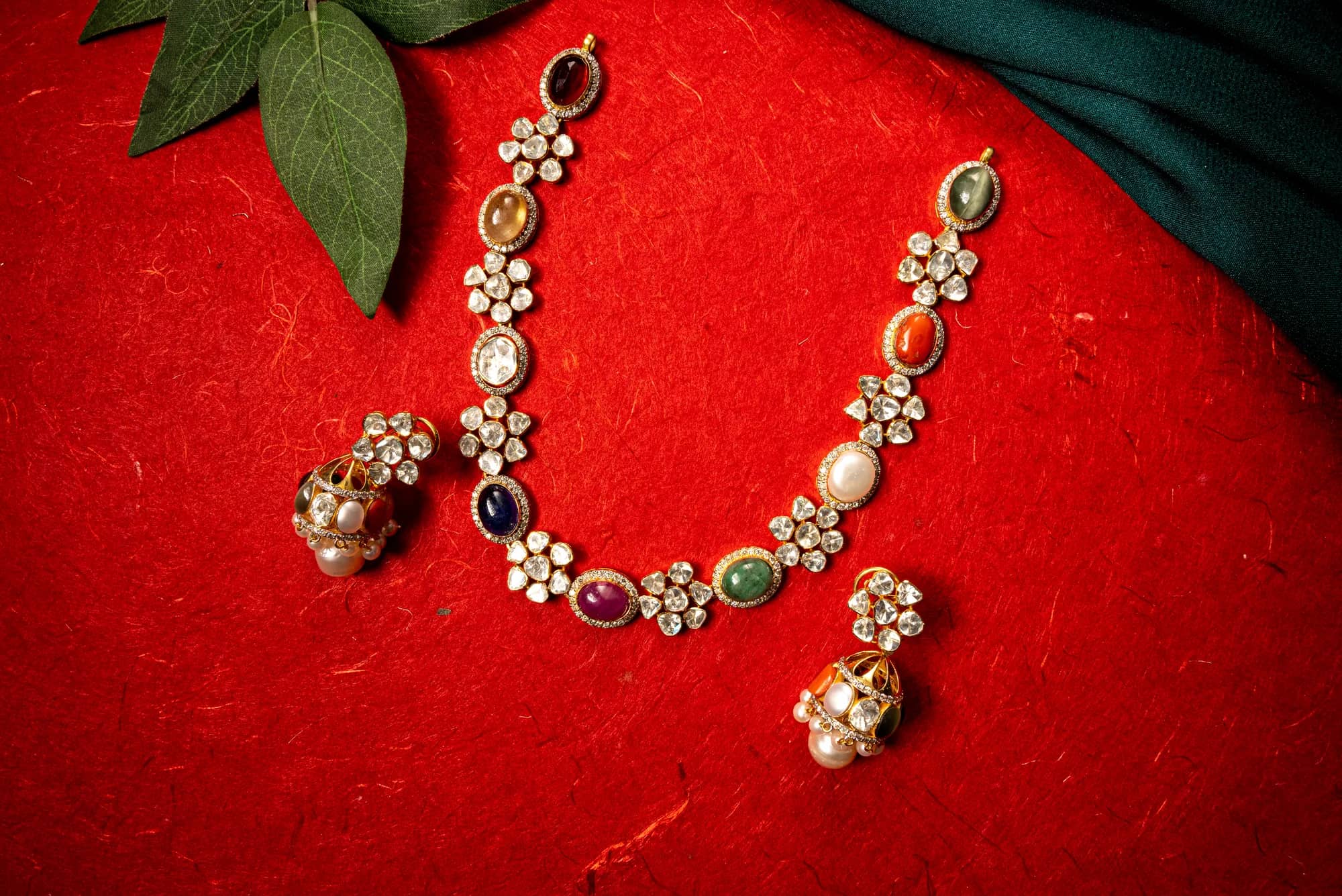 Open-polki navratna choker — Inara collection