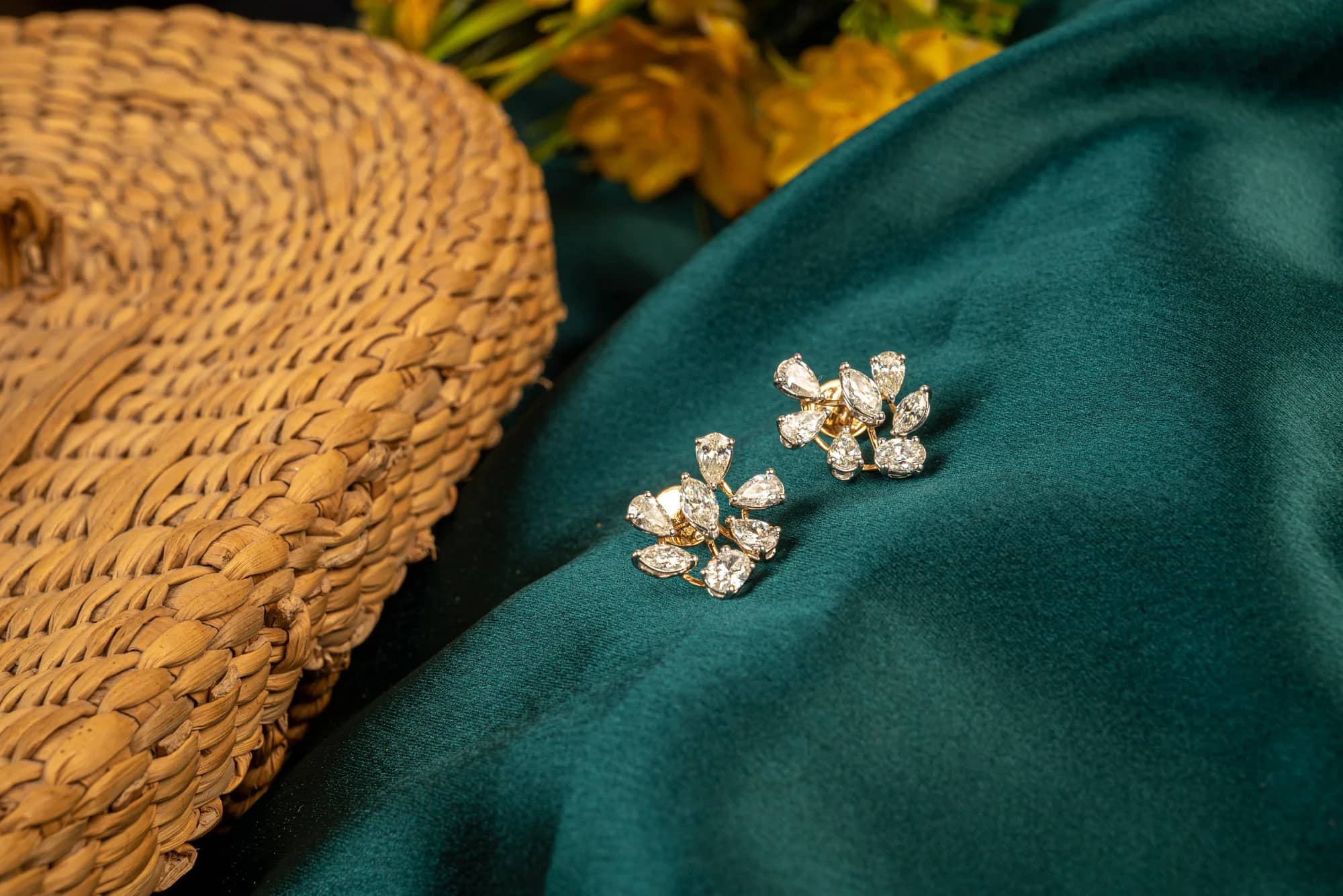 Diamond flower studs — Nia collection