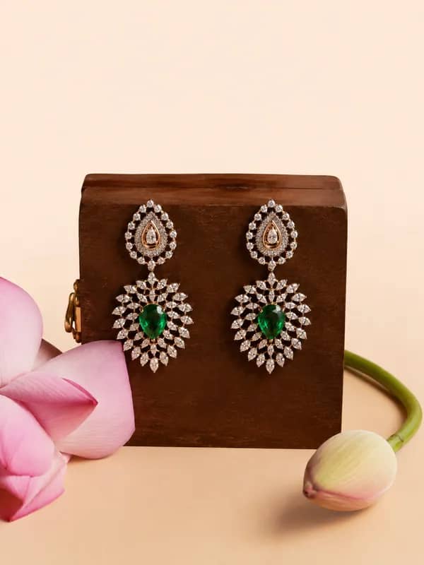 Emerald pear earrings