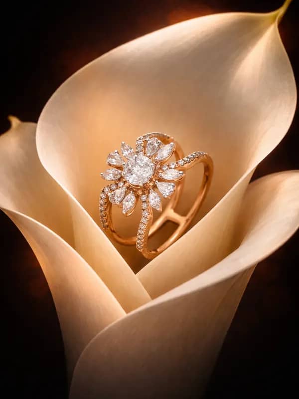 Floral diamond ring